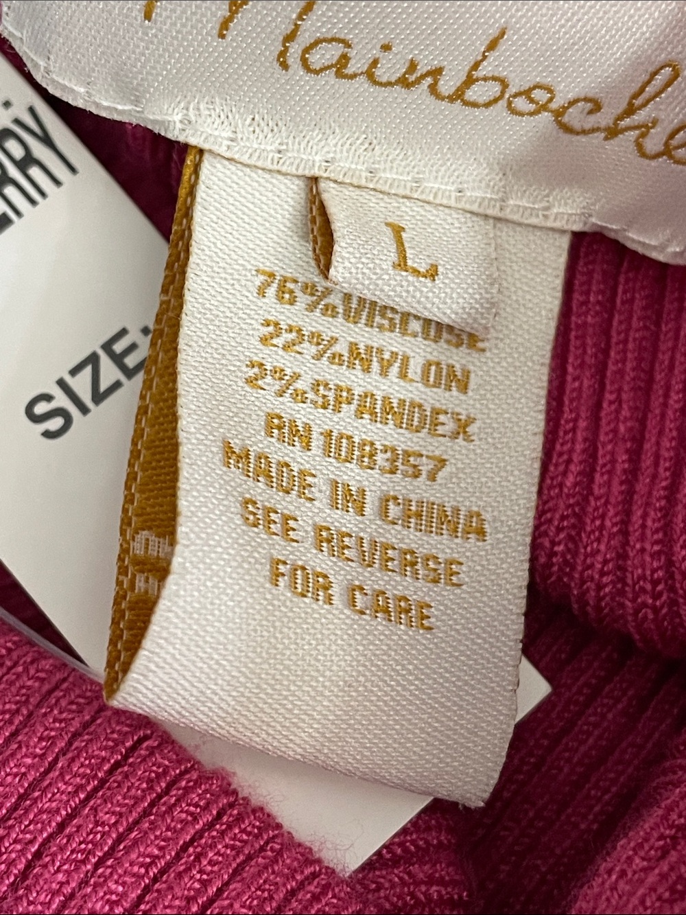 Mainbocher Slim Ribbed Turtleneck Sweater in Raspberry Pink - Picture 6 of 6